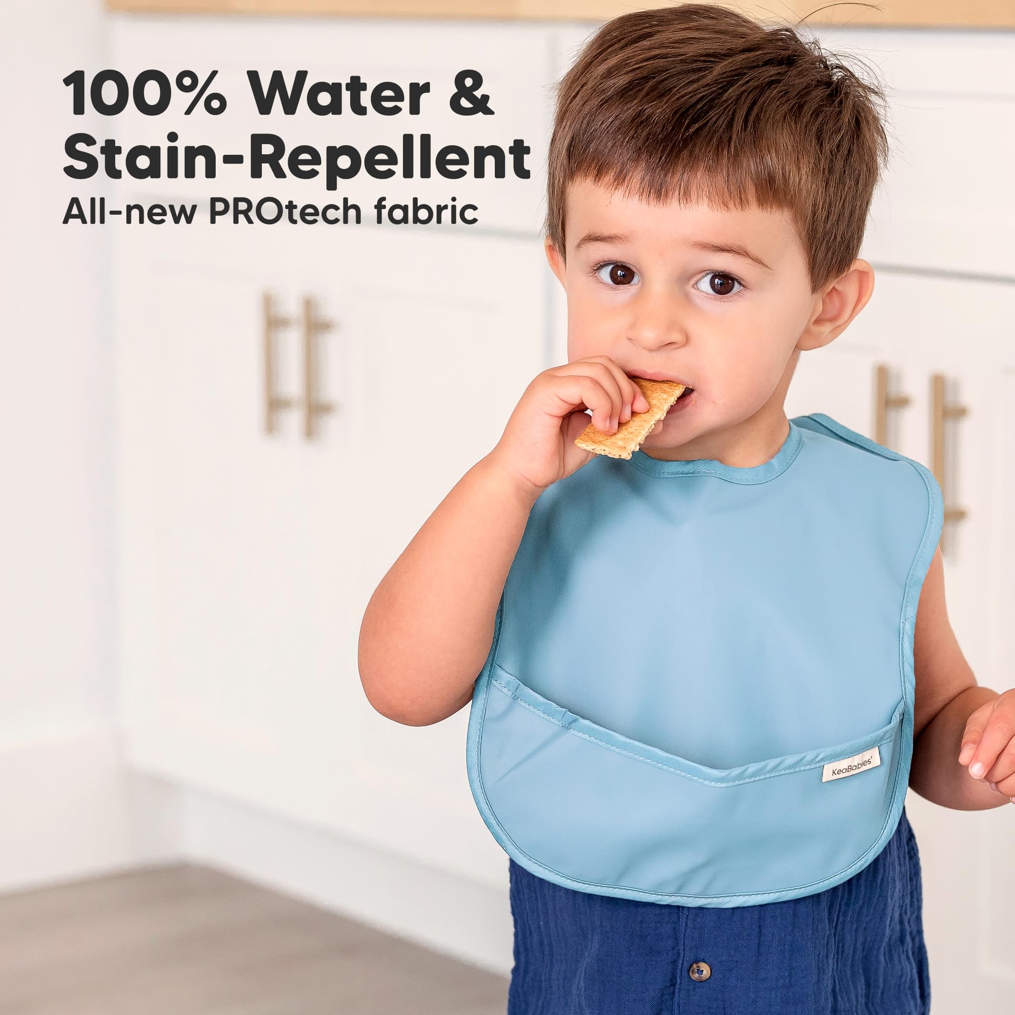KeaBabies Presto bib: large food catcher pocket for self-feeding