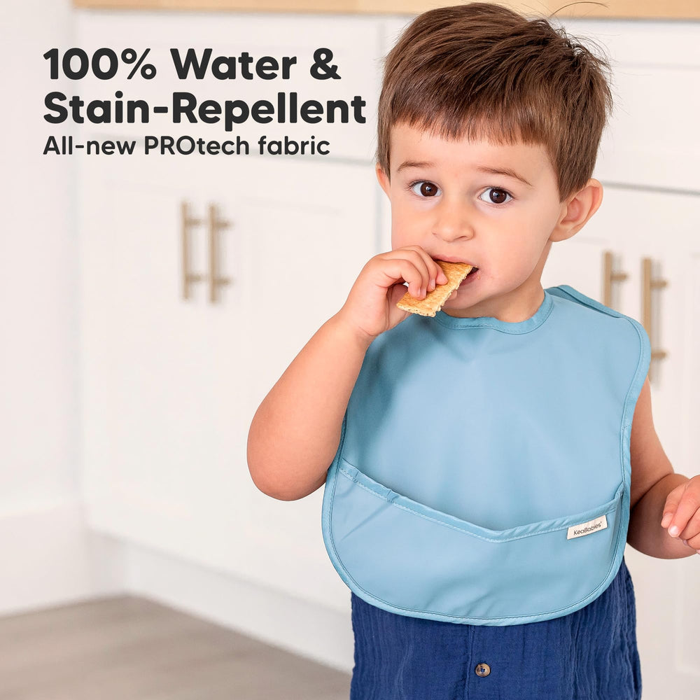 KeaBabies Presto bib: large food catcher pocket for self-feeding