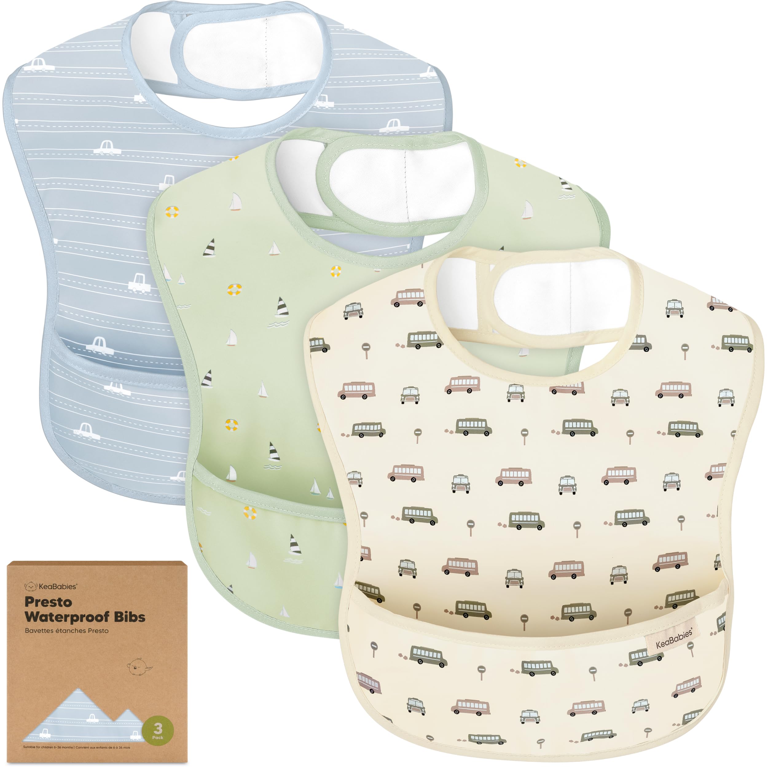 KeaBabies Presto Bib with large food catcher pocket keeps mess off clothes
