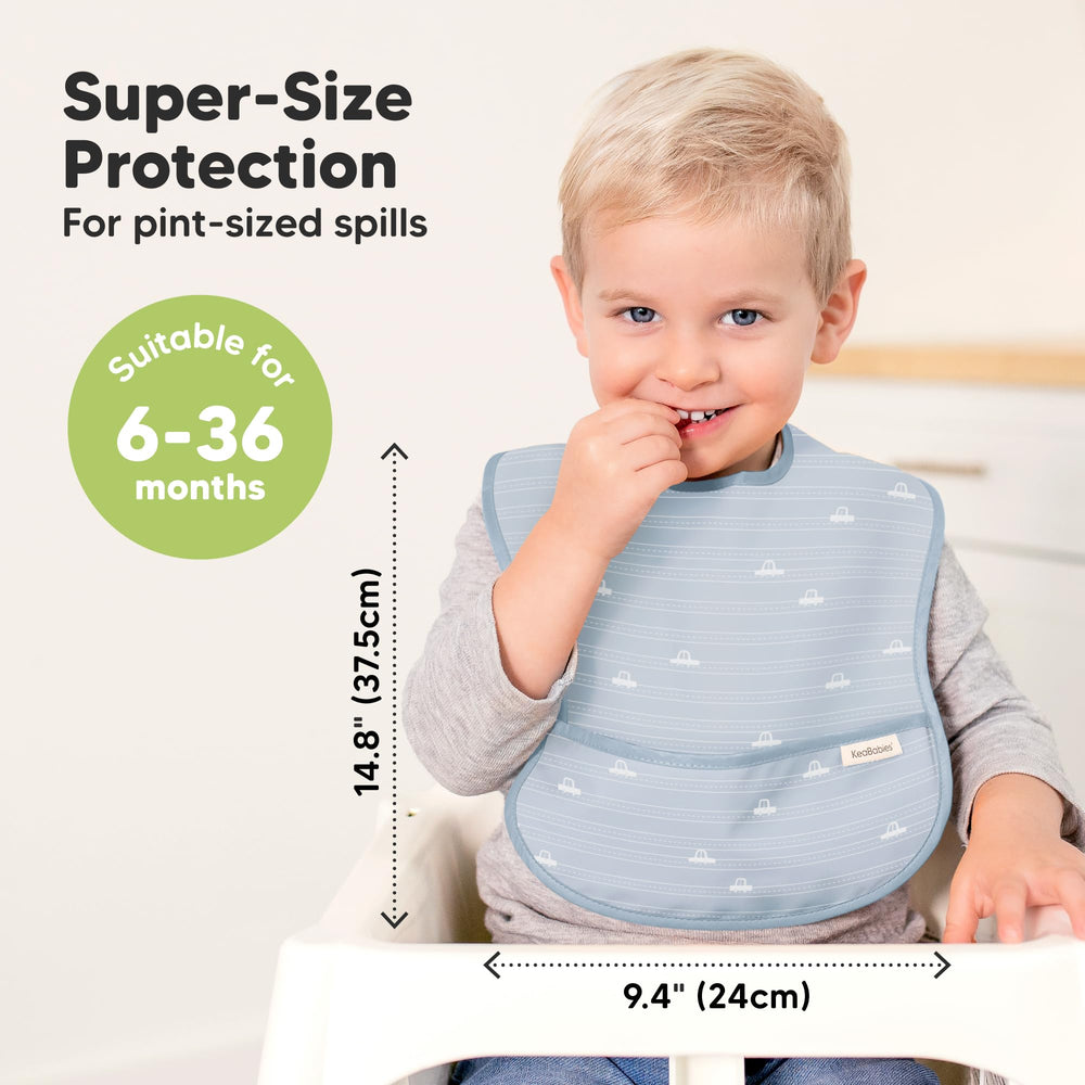KeaBabies PROtech fabric makes the bib waterproof and reusable