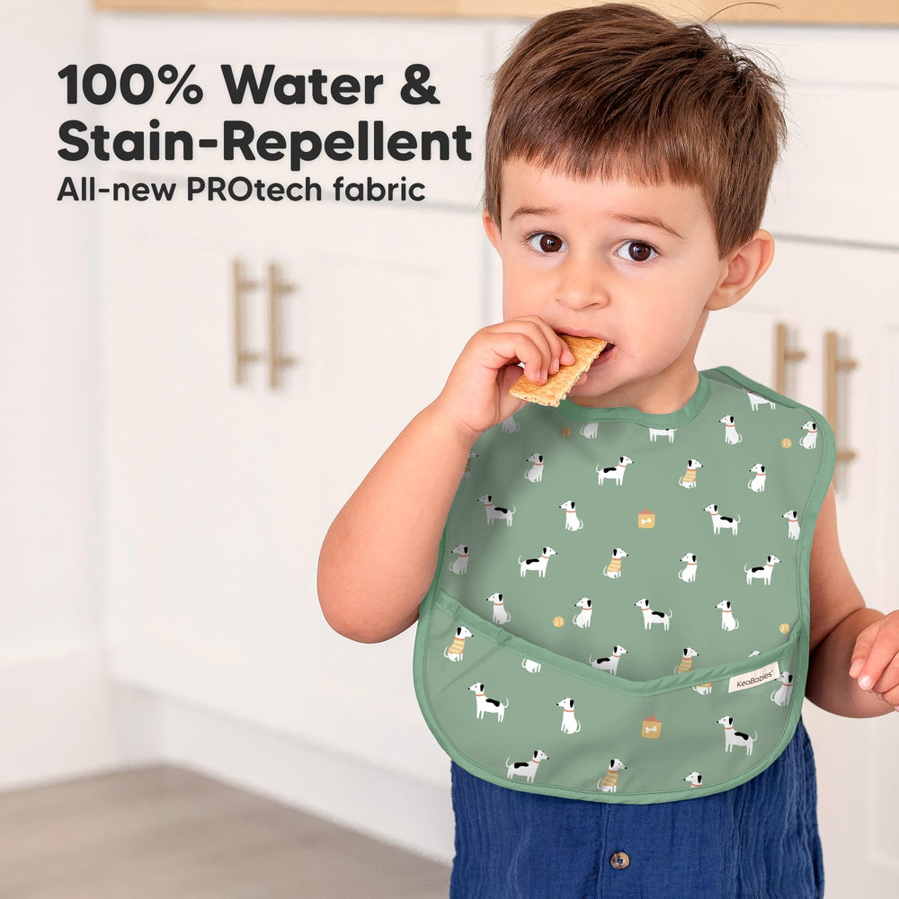 KeaBabies Presto bib shoulder-cover design protects clothing from spills and dribbles.