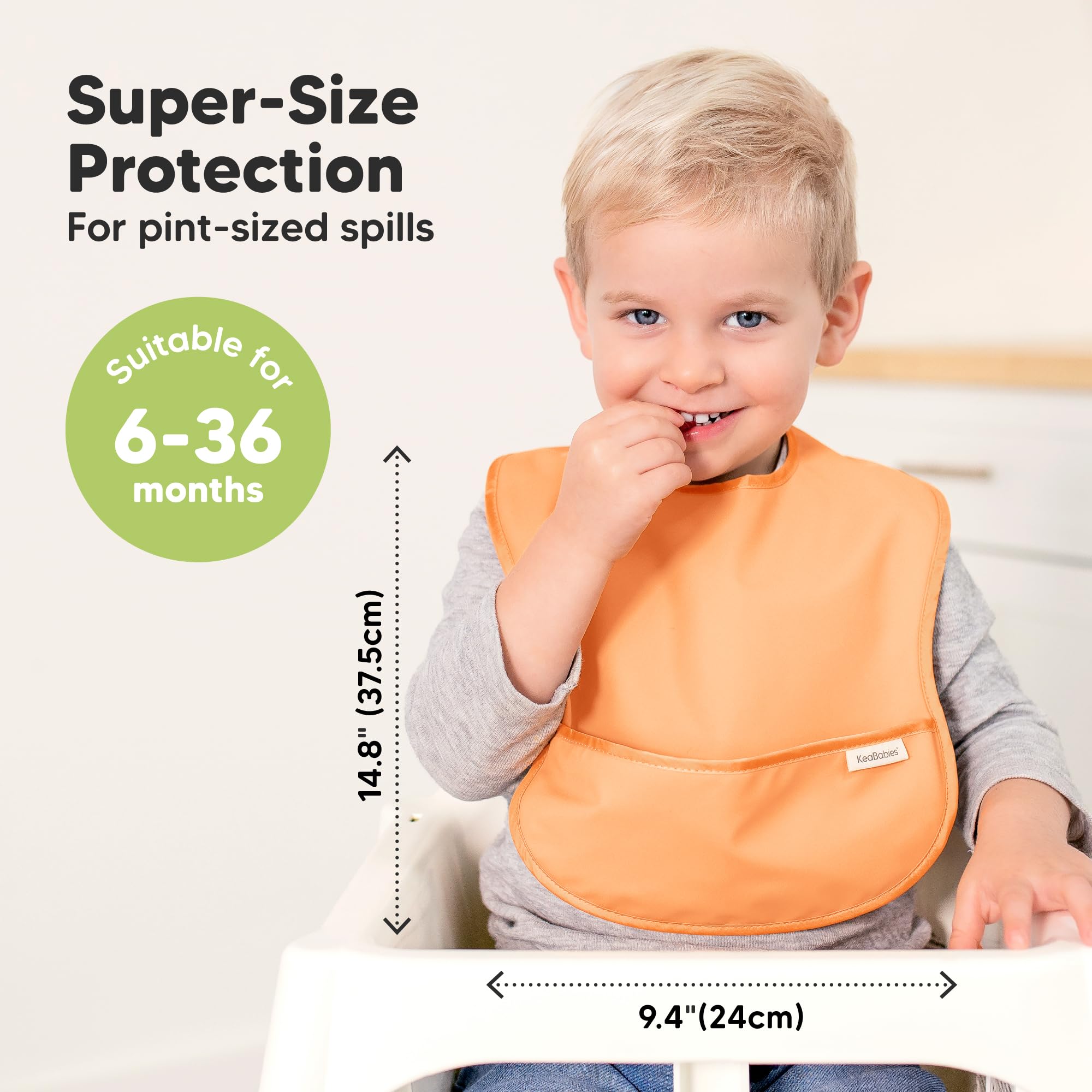 KeaBabies Presto bib: covers upper chest and shoulders to protect outfits