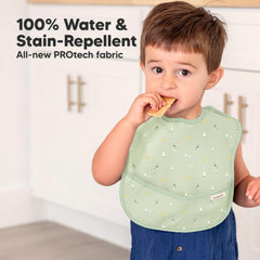 KeaBabies Presto Bib provides upper chest and shoulder coverage for self-feeding