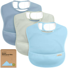 KeaBabies Presto bib waterproof coverage protects clothes during meals.