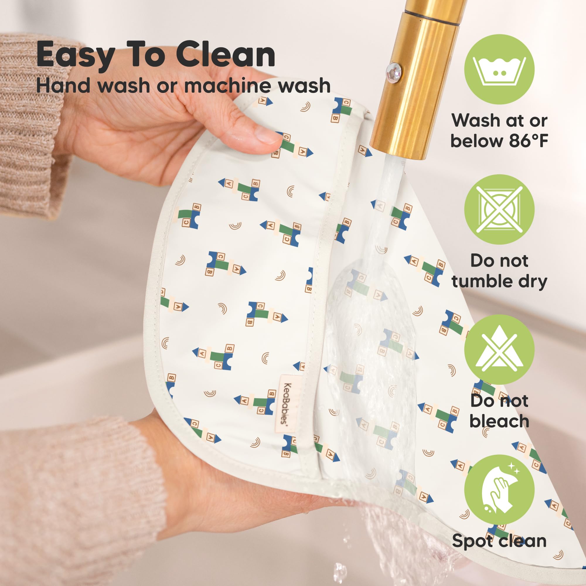KeaBabies Presto bib is wipe-clean for quick mealtime cleanup