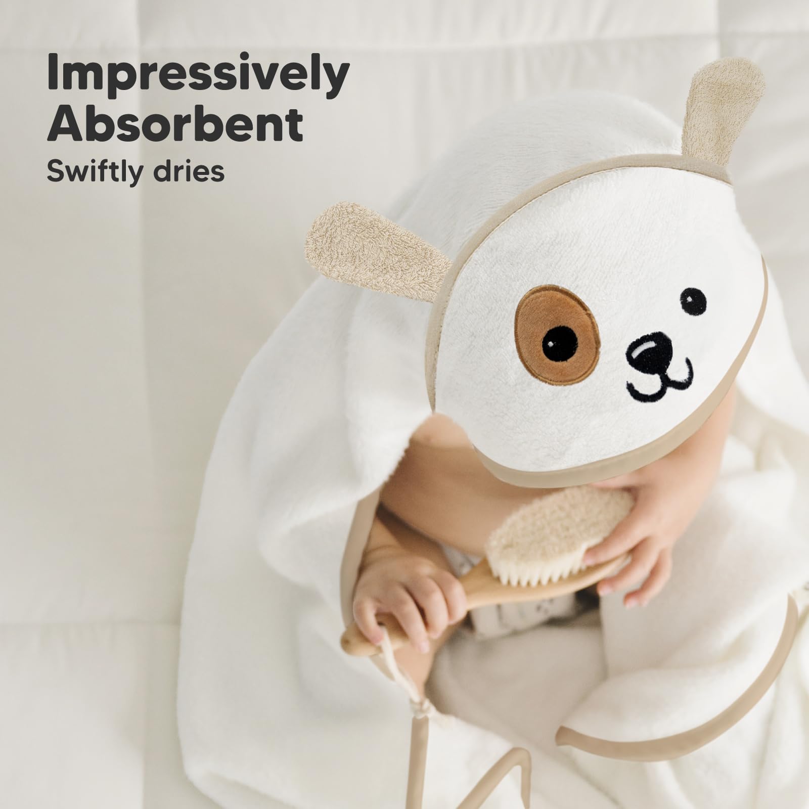 KeaBabies bamboo towel dries baby quickly after bath.
