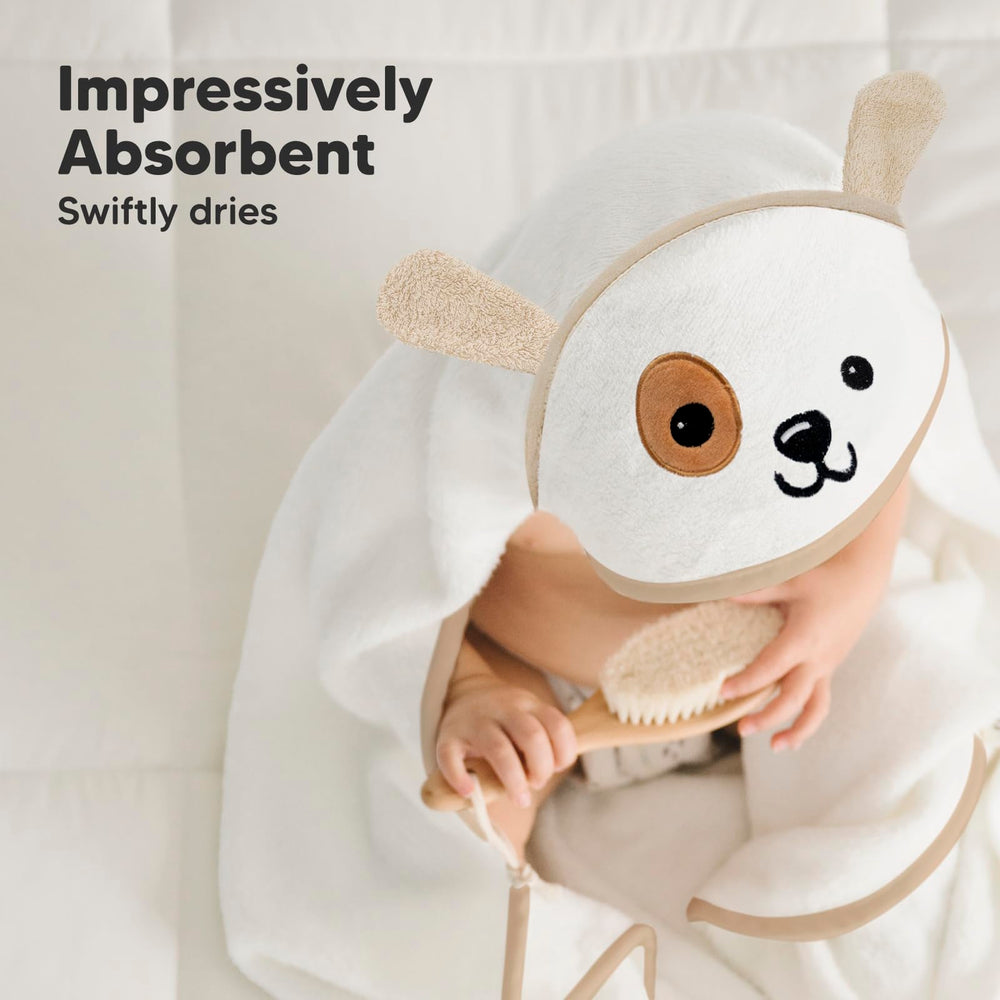 KeaBabies bamboo towel dries baby quickly after bath.