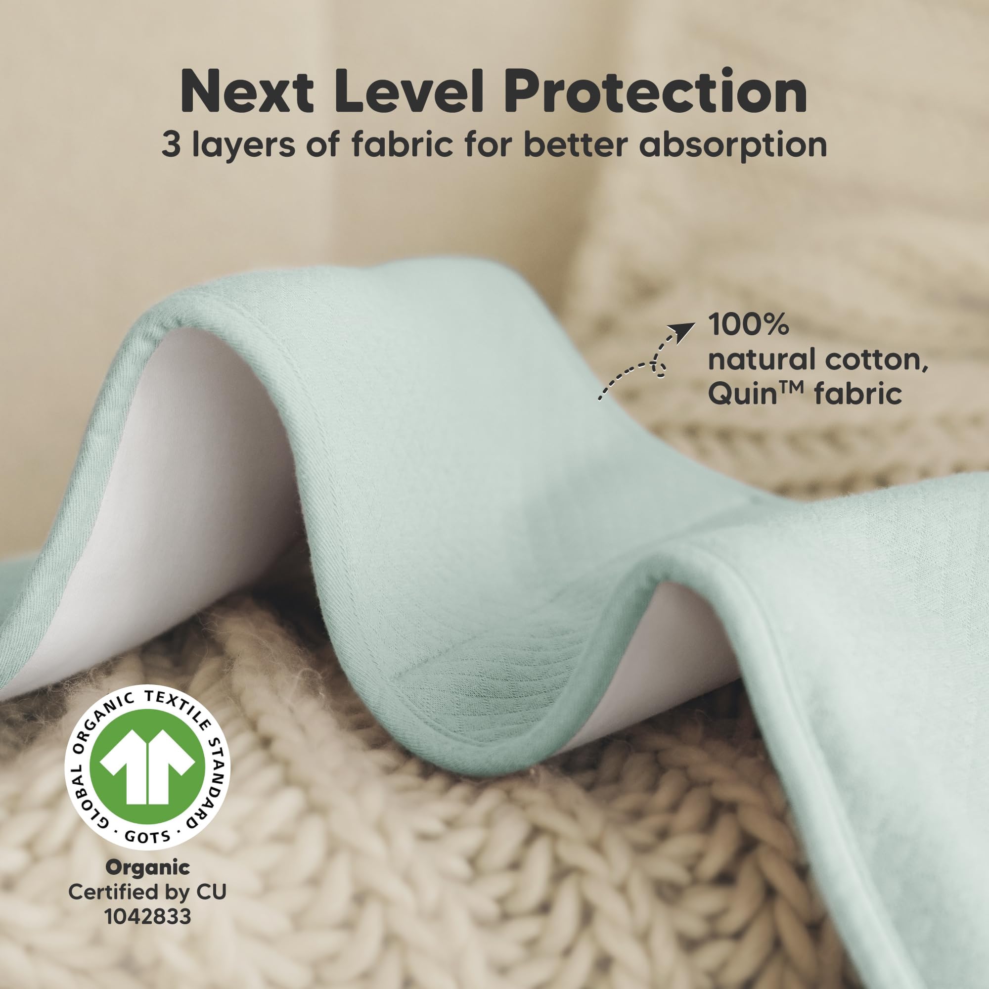 KeaBabies Quin burp cloth ergonomic fit stays secure on your shoulder