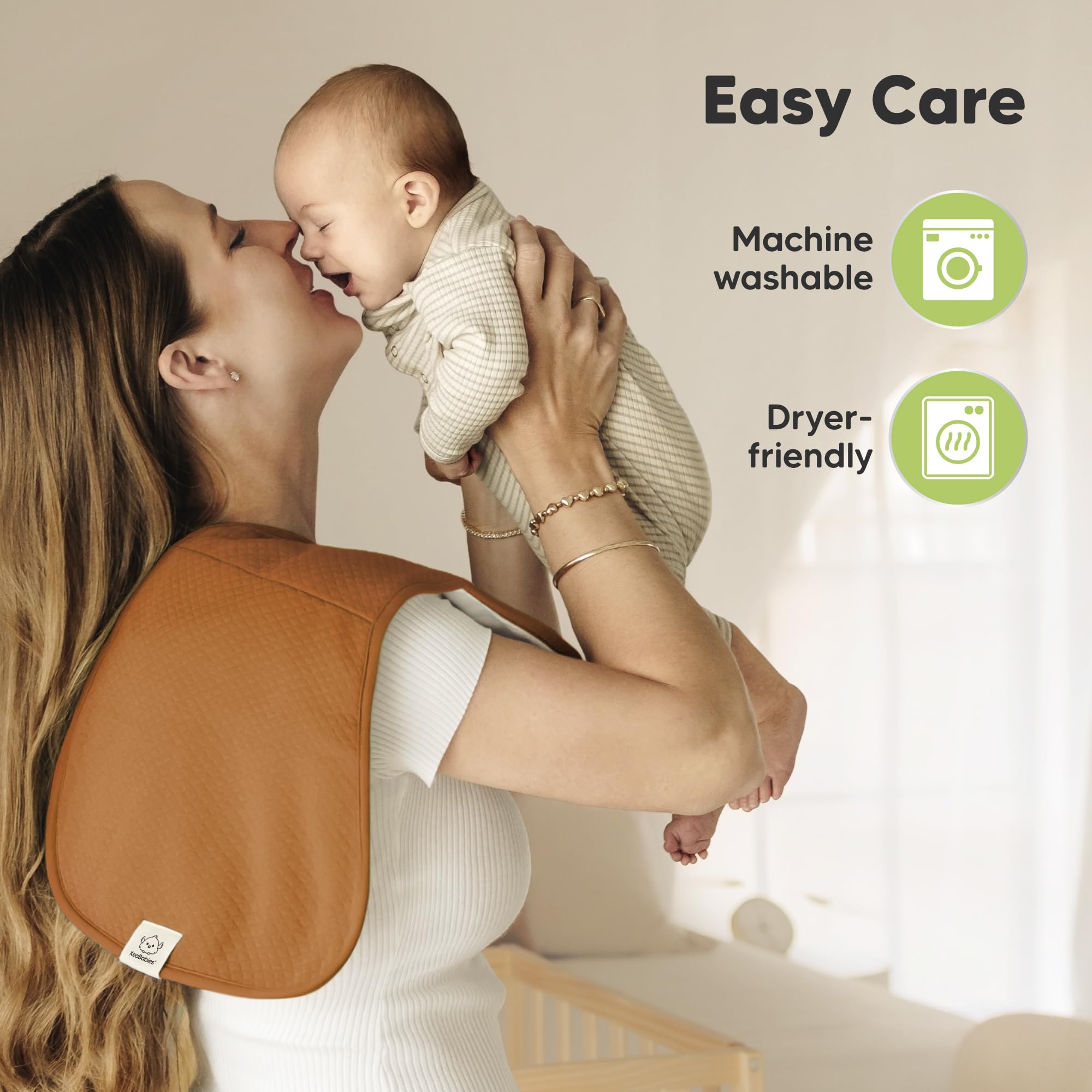 KeaBabies Quin burp cloth provides reliable spill coverage for drool and spit ups