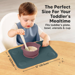 KeaBabies Rocky placemat with raised edges to catch spills and crumbs.