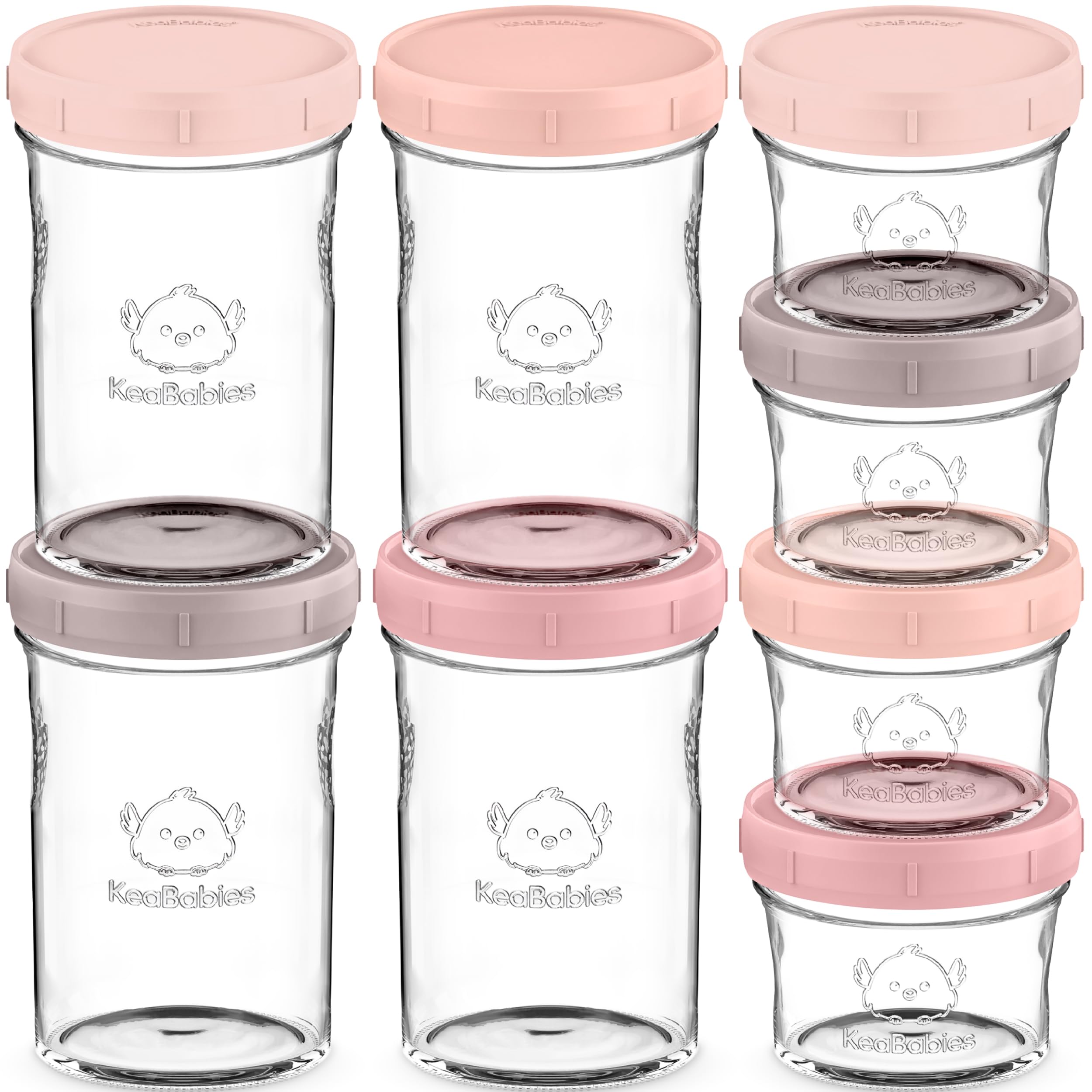 KeaBabies roseate 4oz glass jar with lid showcasing compact storage for homemade baby food