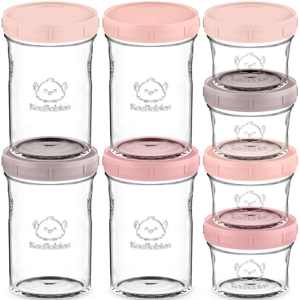 KeaBabies roseate 4oz glass jar with lid showcasing compact storage for homemade baby food