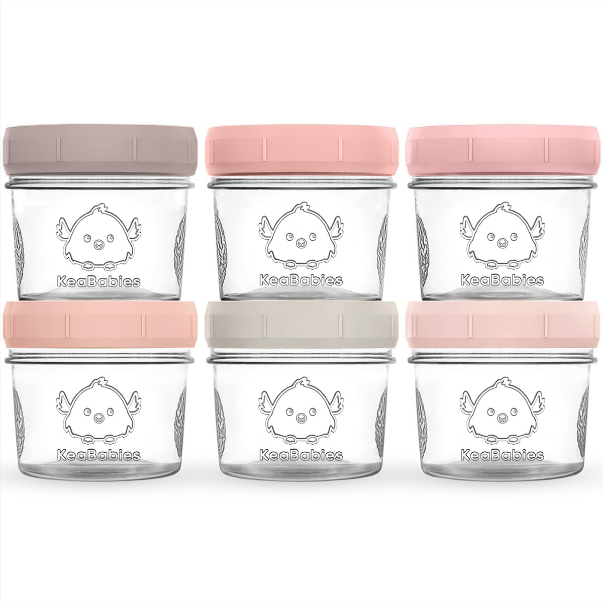 KeaBabies Roseate 4oz glass jar with lid for safe baby food storage.