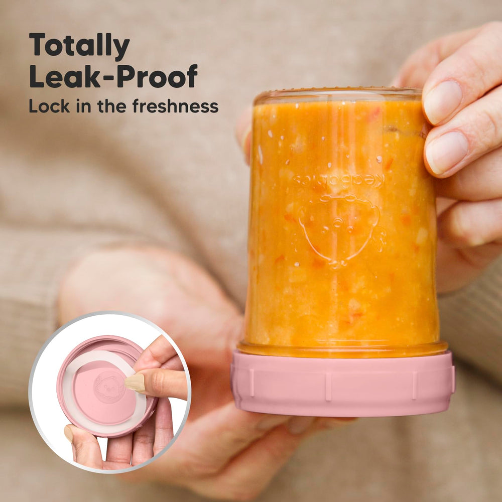 KeaBabies roseate 8oz glass jar with lid ideal for larger portions and on-the-go snacks