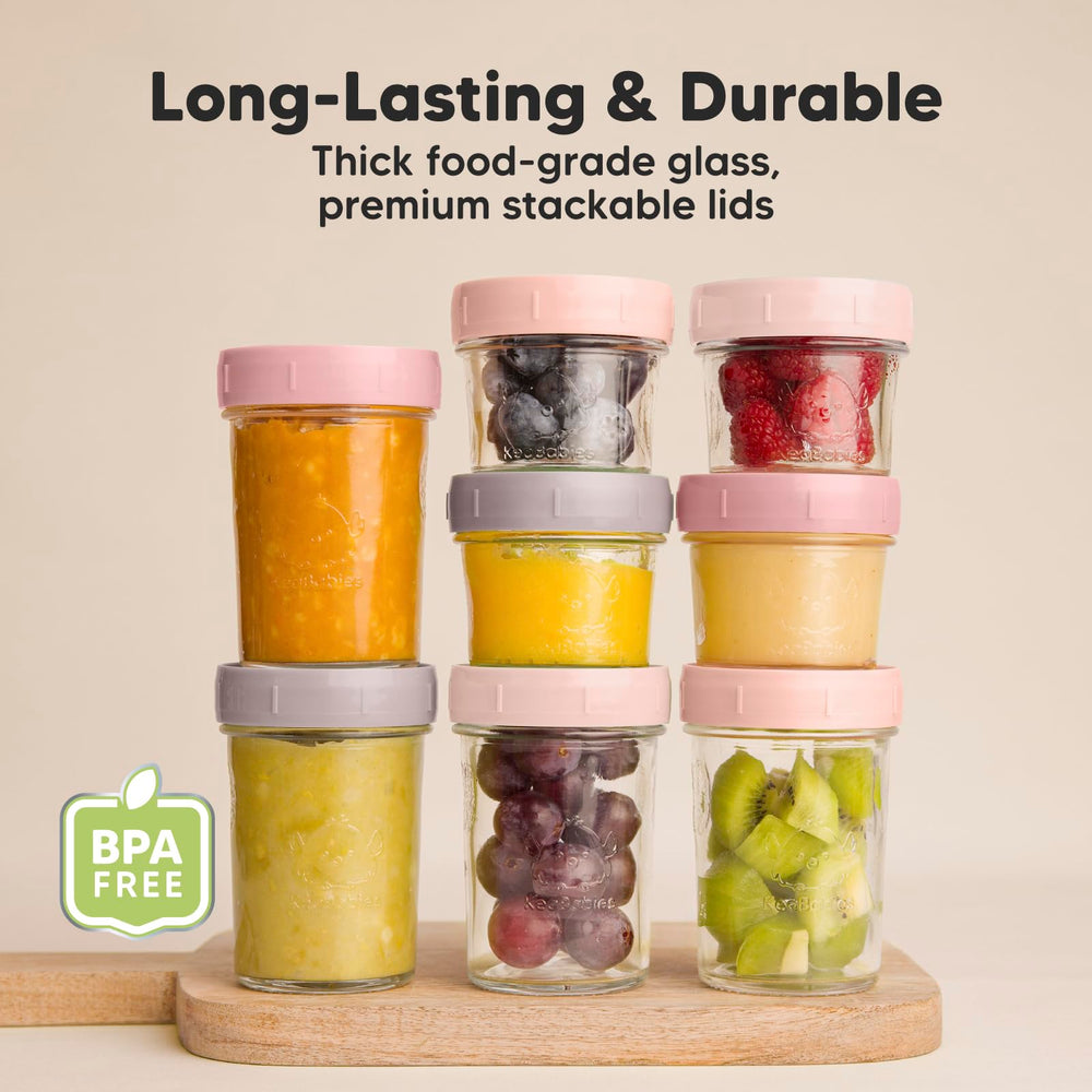 KeaBabies roseate jar with measuring marks and writable lid for portion control
