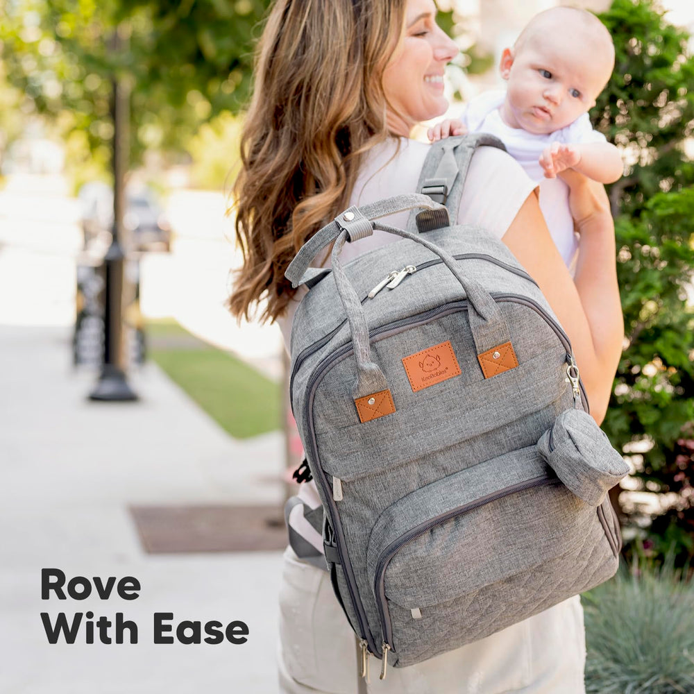 KeaBabies Rove bag showcasing multiple pockets and organized layout
