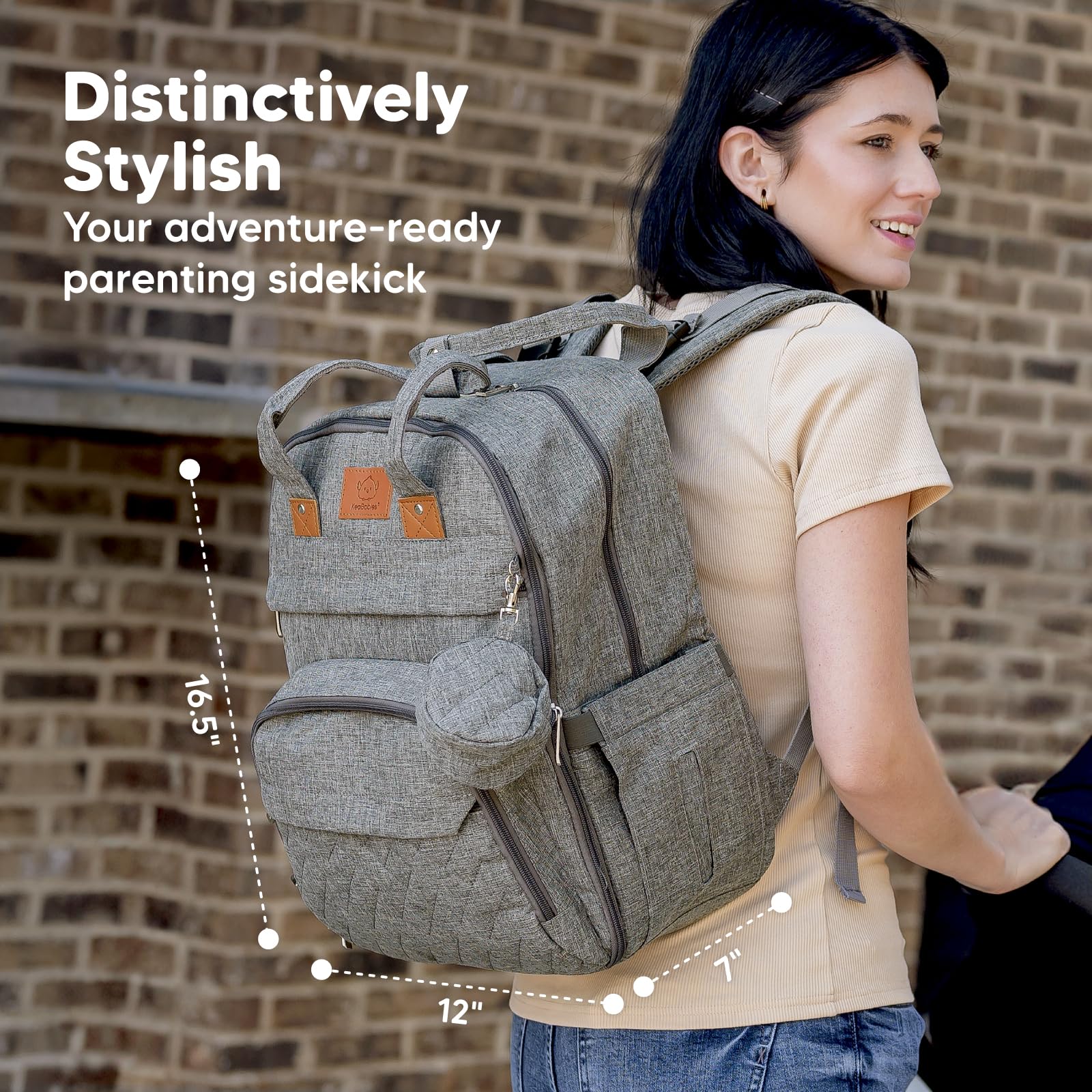 KeaBabies Rove bag attached to a stroller for hands-free travel