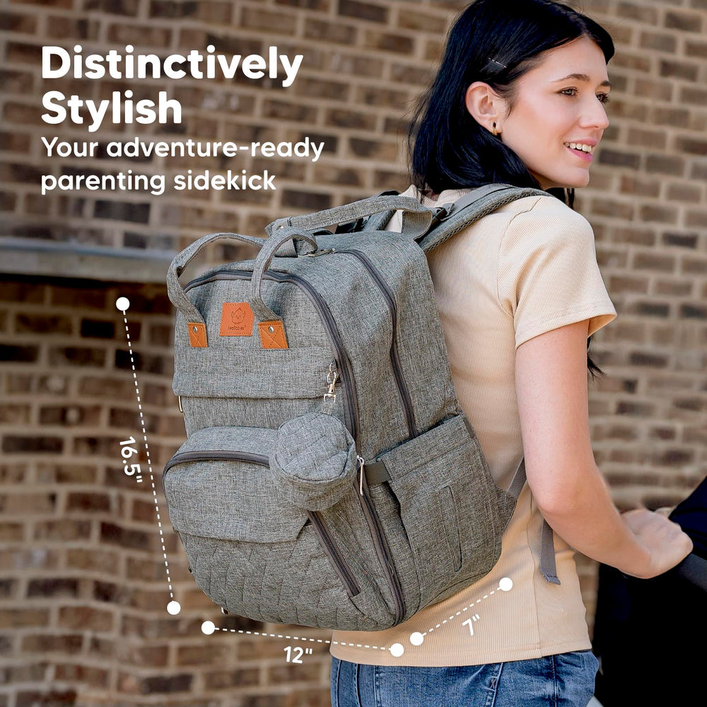 KeaBabies Rove bag attached to a stroller for hands-free travel