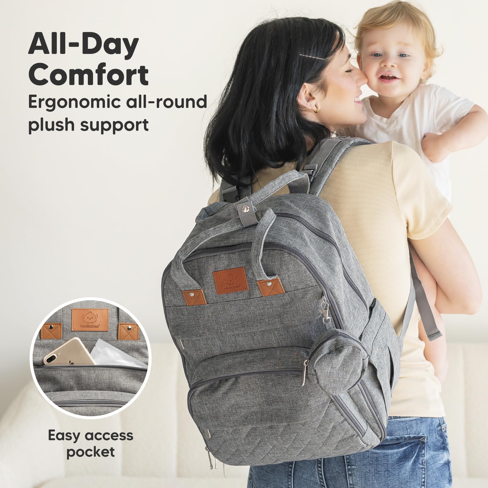 KeaBabies Rove diaper bag made from water-resistant fabric for durability