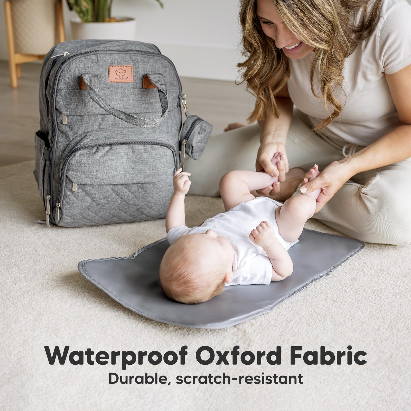 KeaBabies Rove bag with wide-opening zippers for one-handed access