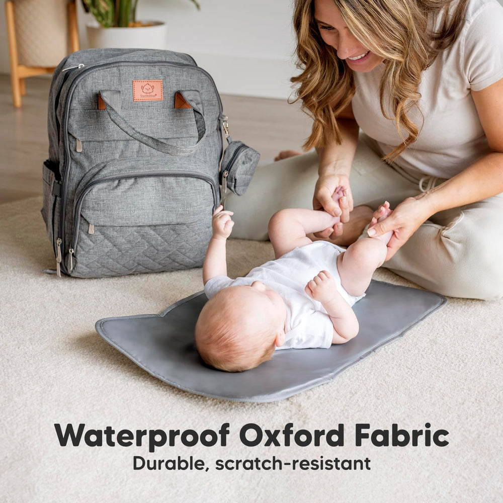 KeaBabies Rove bag with wide-opening zippers for one-handed access