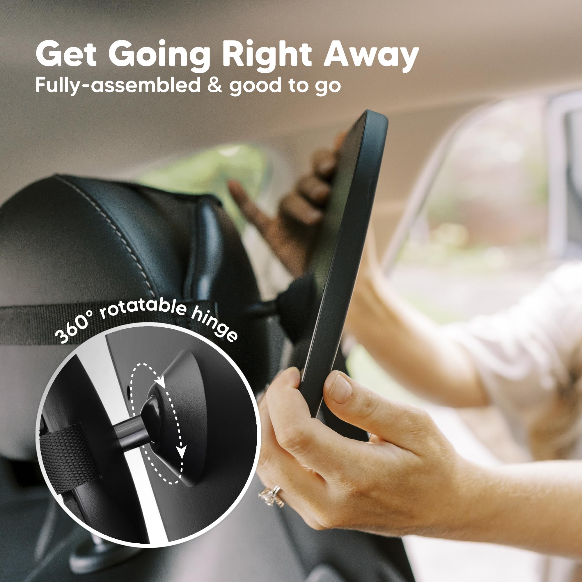 KeaBabies safety-certified baby mirror provides durable reliability for rear-facing rides.