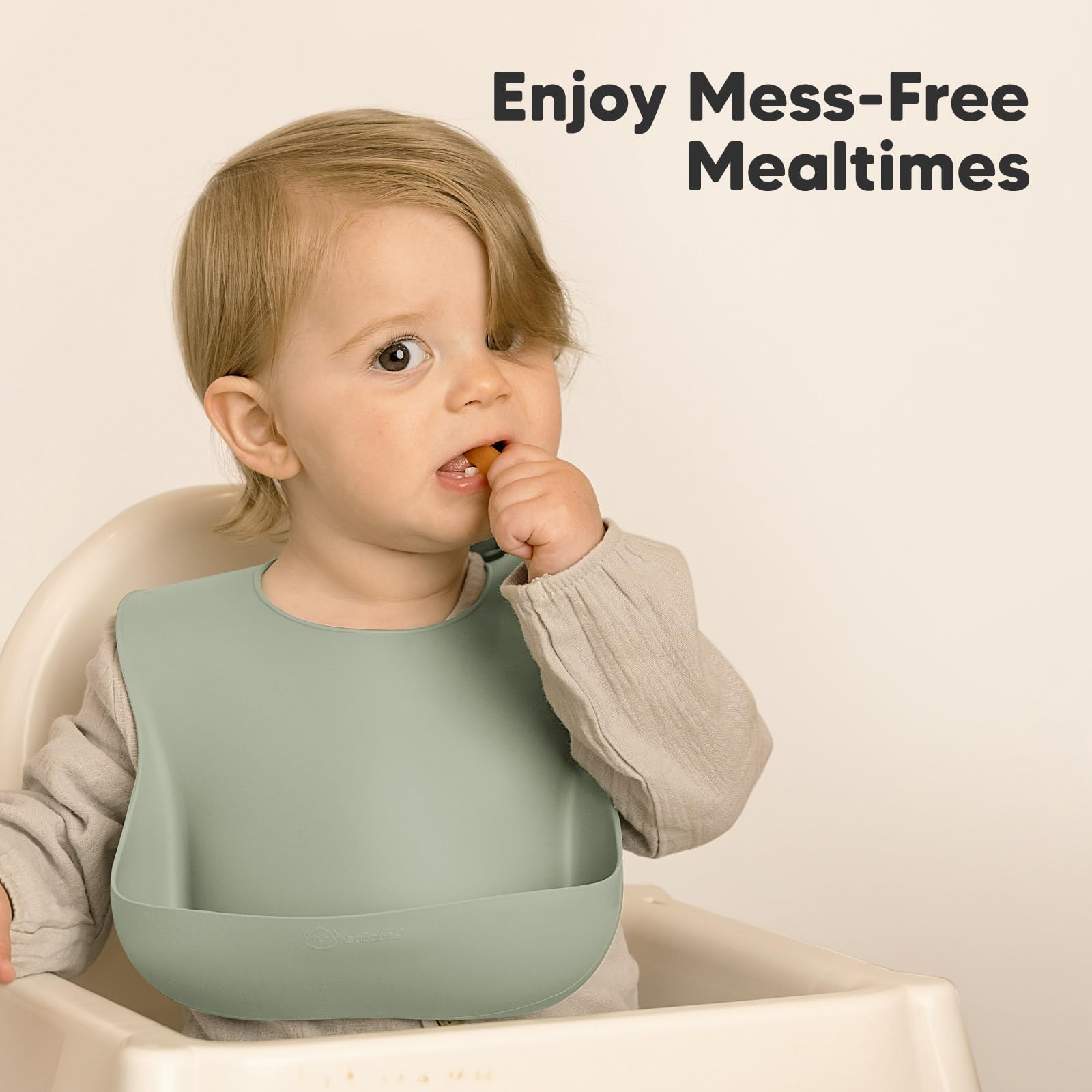 KeaBabies Sage bib set pairs with plates and spoons for coordinated feeding