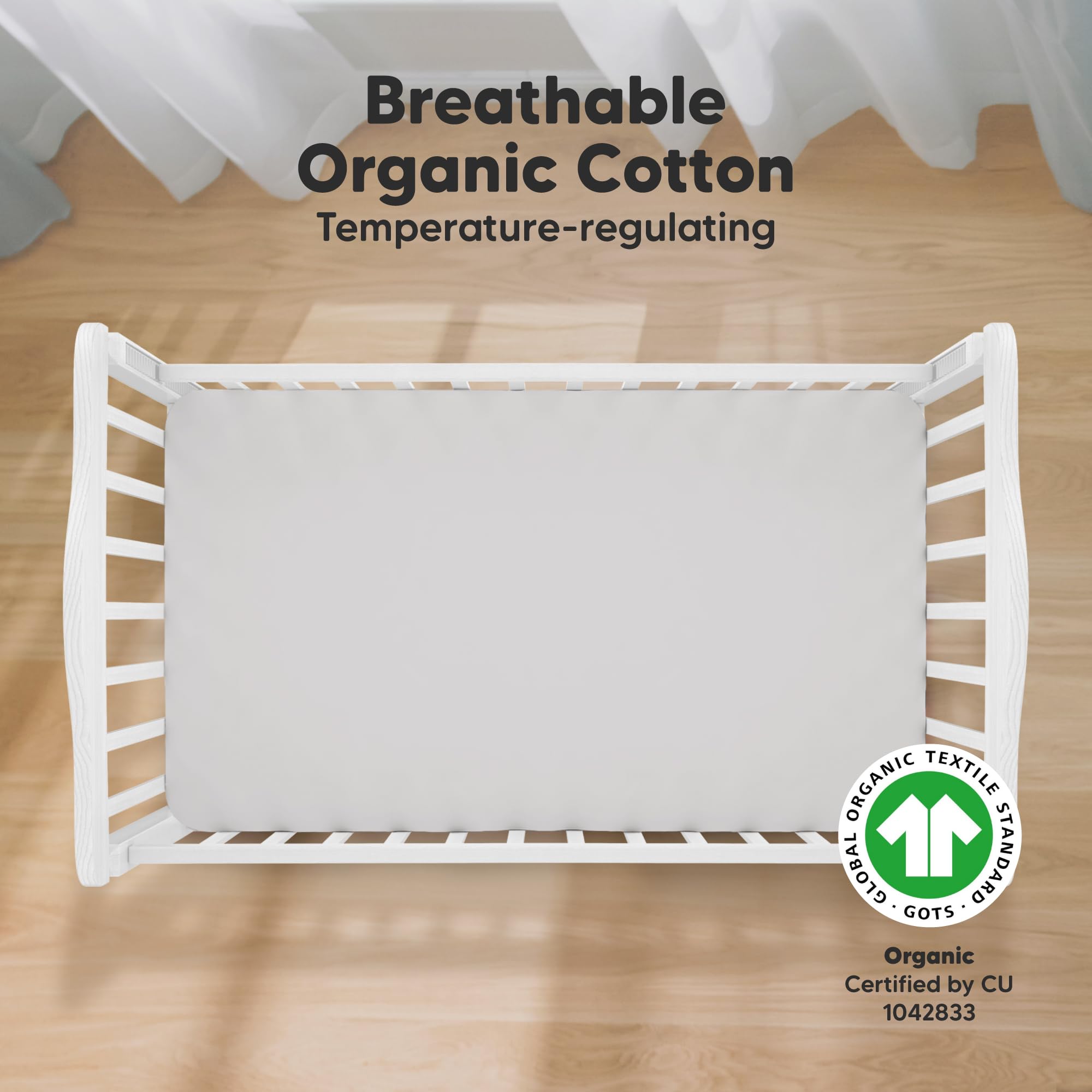 KeaBabies Sage print crib sheet 2-pack adds neutral style and easy care.