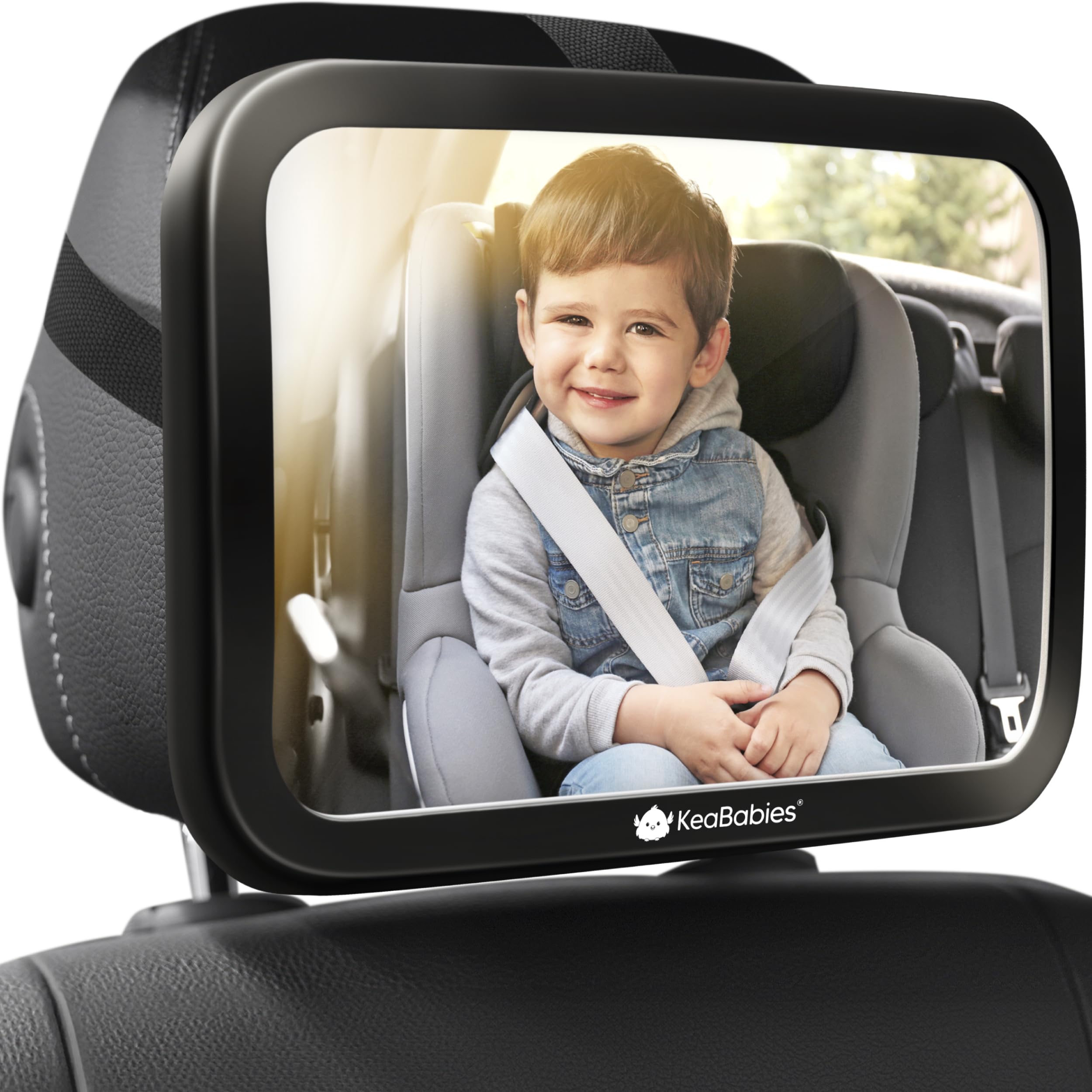 KeaBabies shatterproof car mirror offers a clear backseat view for safe, quick checks.