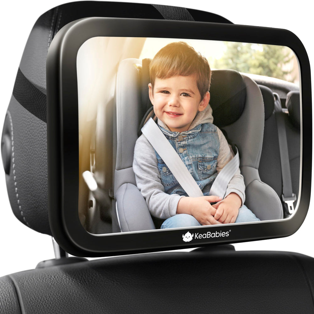 KeaBabies shatterproof car mirror offers a clear backseat view for safe, quick checks.