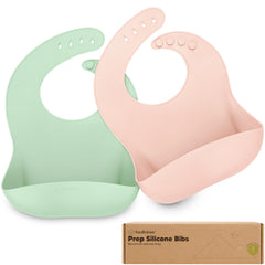 KeaBabies silicone bib with deep pocket catches spills for mess-free meals