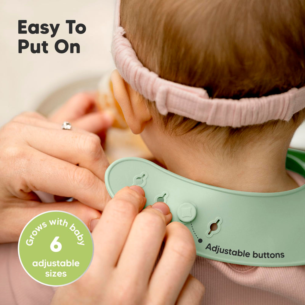 KeaBabies soft silicone bibs are gentle on delicate skin