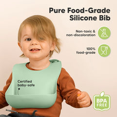 KeaBabies waterproof silicone bib keeps clothes dry during feeding