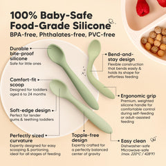 KeaBabies spoons feature bite-proof edges for teething-safe meals.