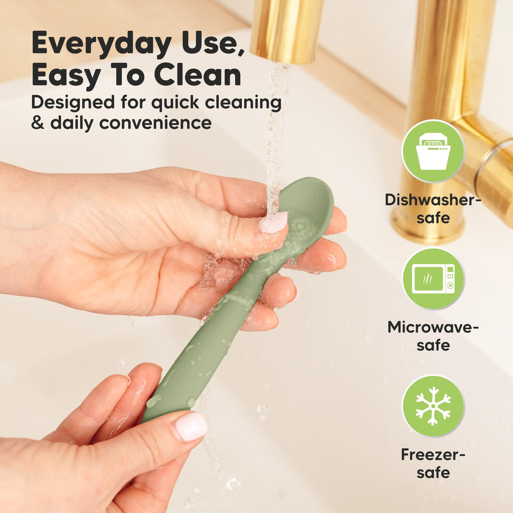 KeaBabies spoons are dishwasher-safe for easy cleanup after meals.