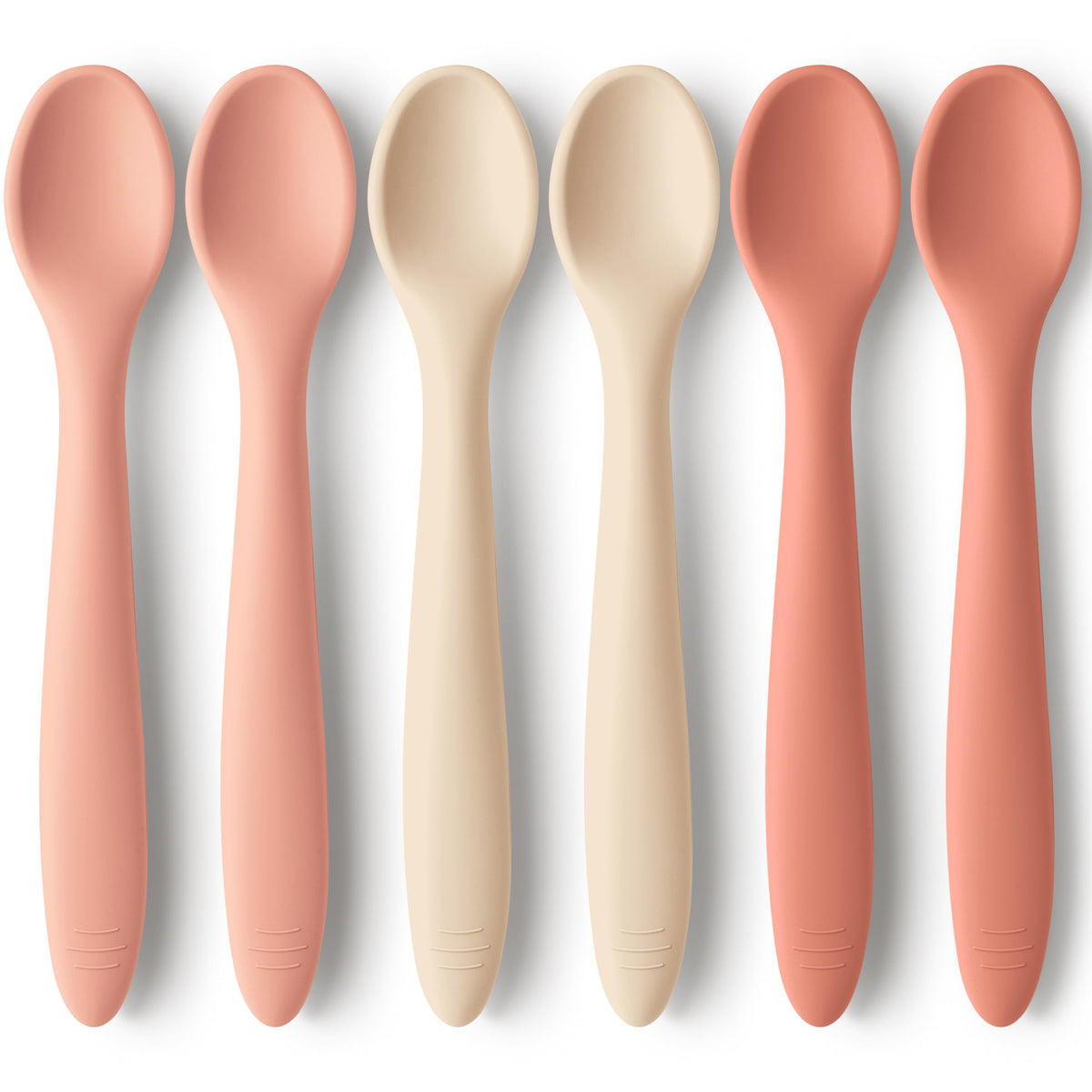 KeaBabies silicone baby spoons roseate six-pack for gentle self-feeding.