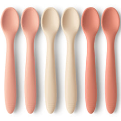 KeaBabies silicone baby spoons roseate six-pack for gentle self-feeding.
