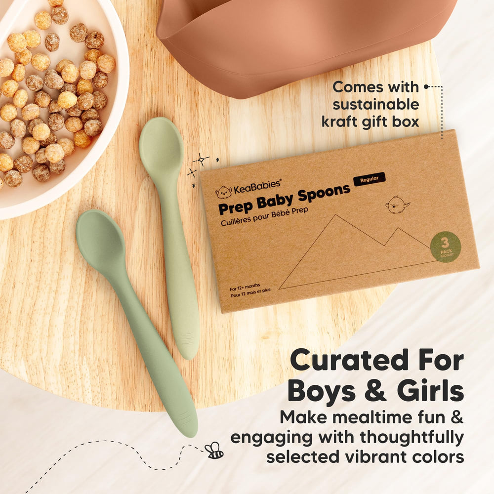 KeaBabies silicone spoons support tiny mouths with gentle size.