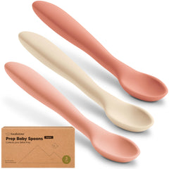 KeaBabies silicone baby spoons self-feeding in roseate, ready for safe practice