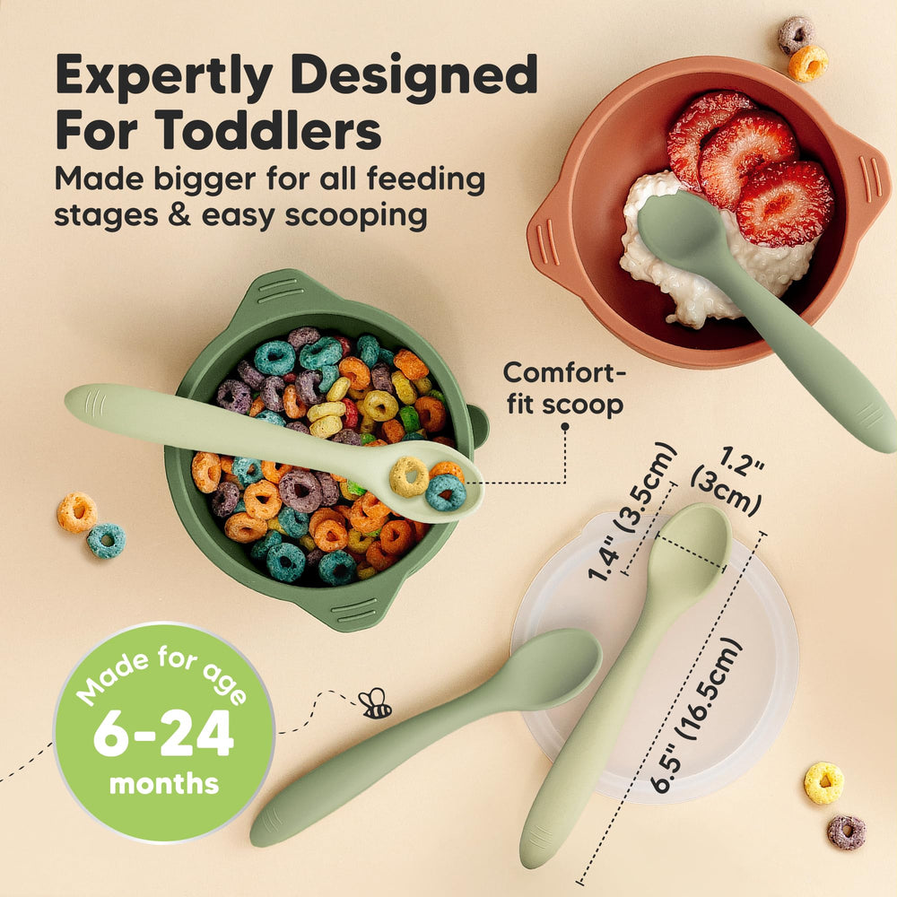 KeaBabies spoons with topple-free handle promote safe, confident self-feeding.