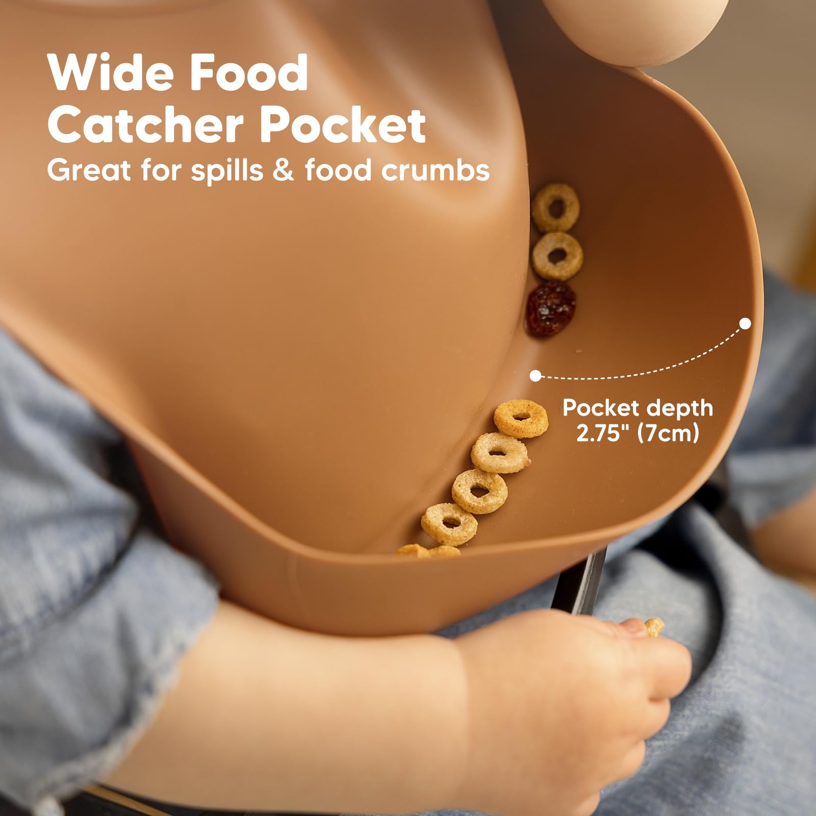 Keababies silicone bib with adjustable closure for growing babies.