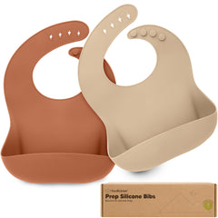 Keababies silicone bib with deep pocket catches spills for tidy meals.