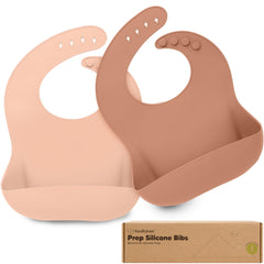 KeaBabies silicone bib dusk pocket catches spills during meals