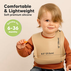 Keababies silicone bib easy-clean surface for quick rinsing.