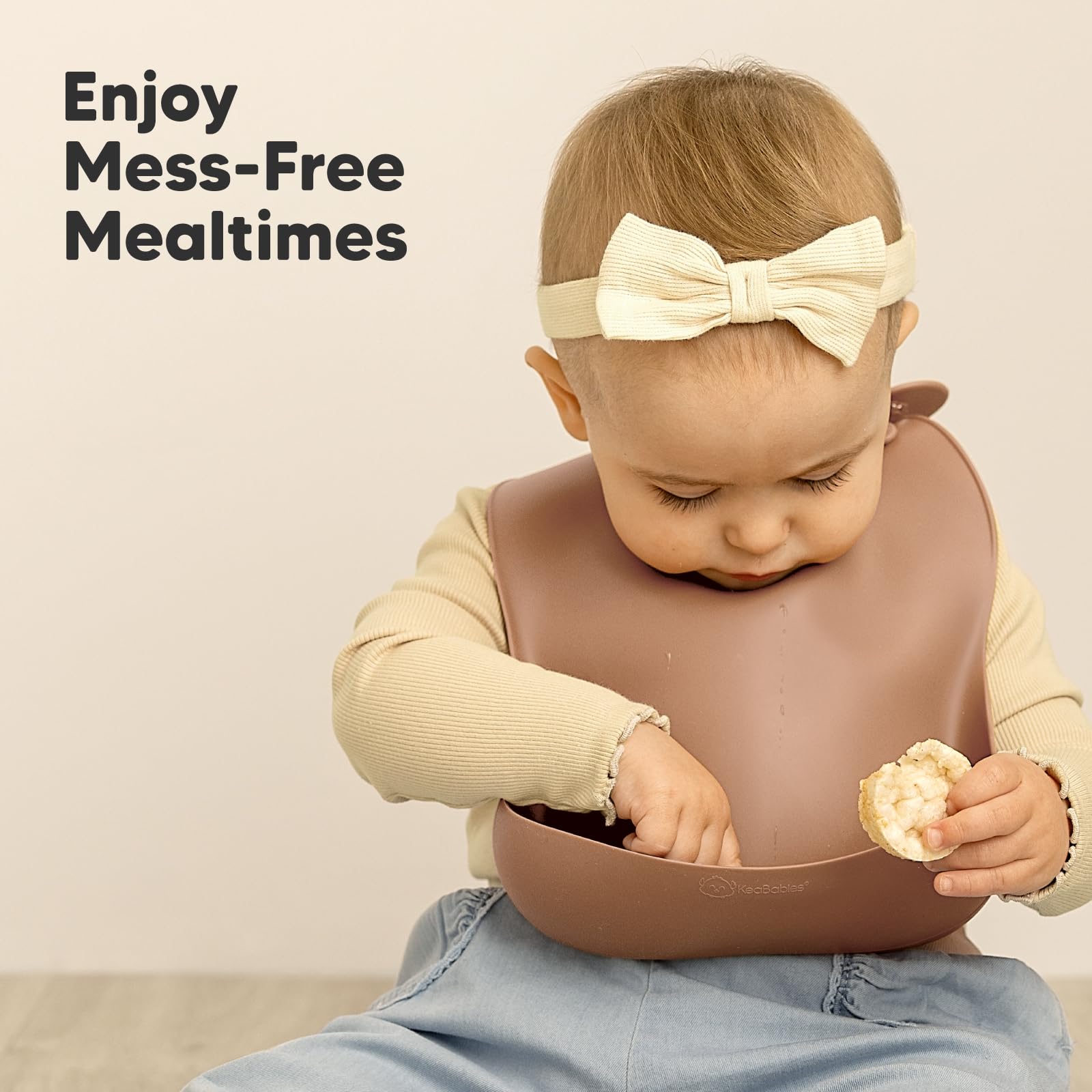 KeaBabies silicone bib pairs well with plates and spoons for coordinated meals
