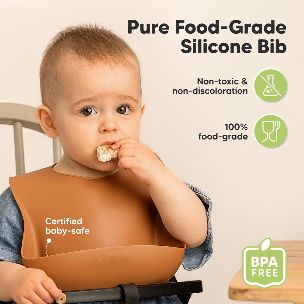 Keababies silicone bib lightweight and soft for comfortable feeding.