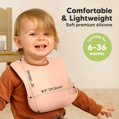 KeaBabies soft-texture silicone bib comfortable on delicate skin