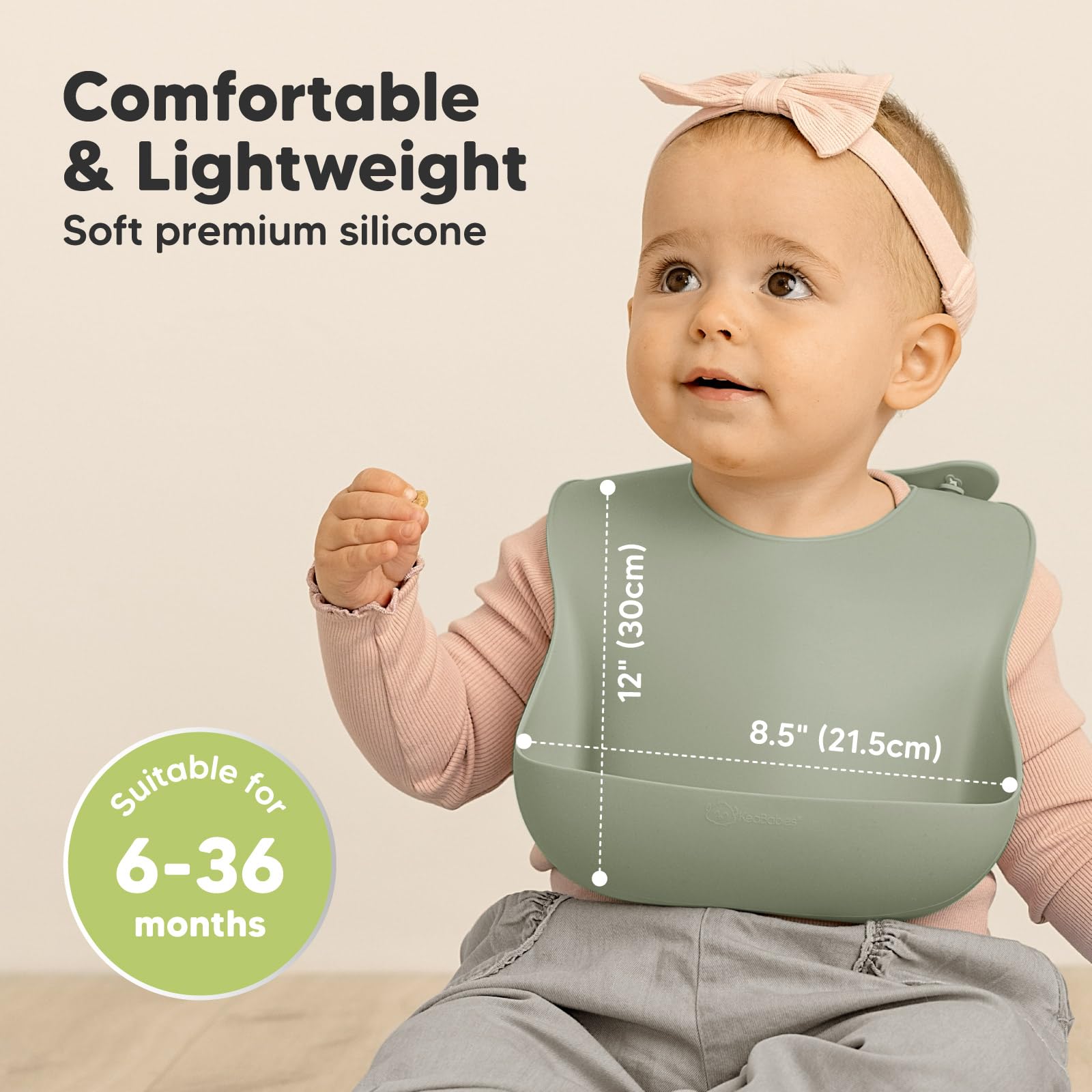 KeaBabies soft silicone bib gentle on delicate skin