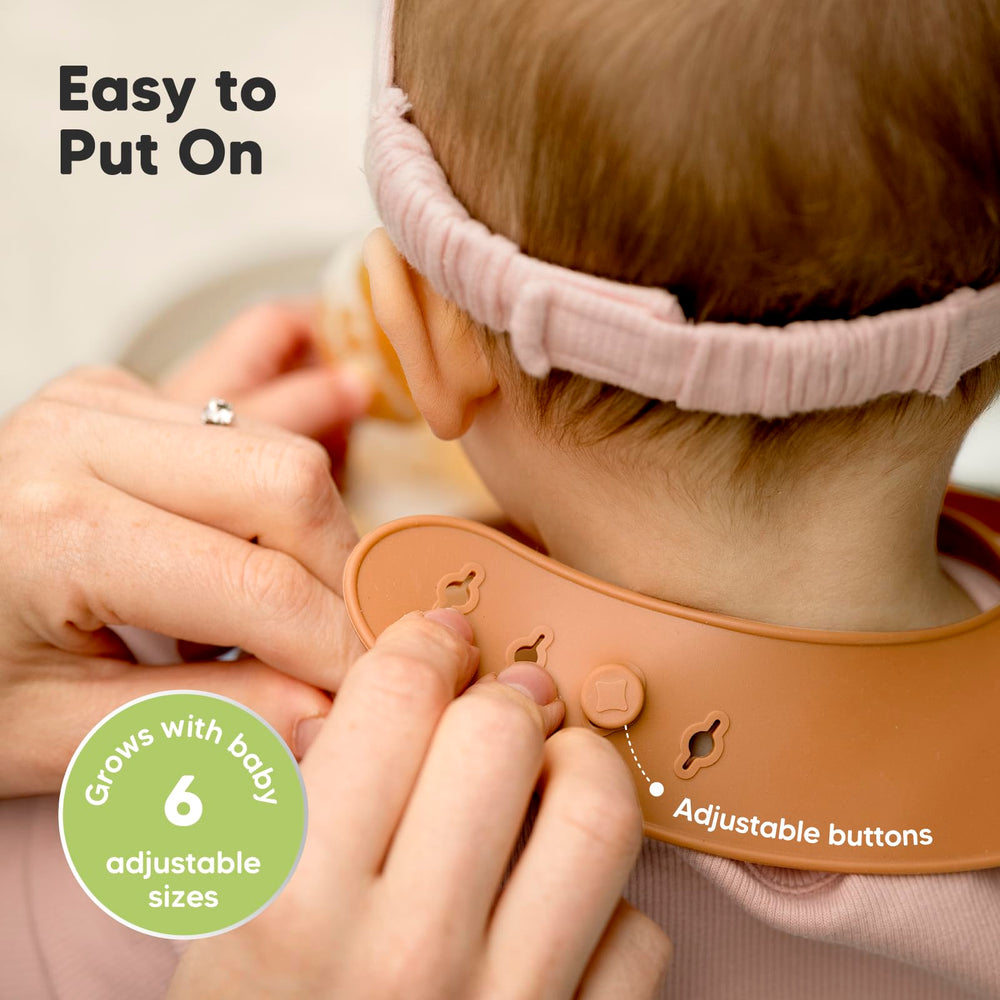 Keababies silicone bib waterproof design keeps outfits dry during meals.
