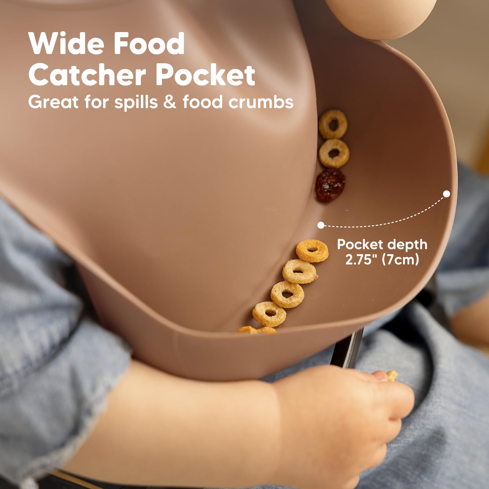 KeaBabies waterproof silicone bib easy wipe-clean during meals